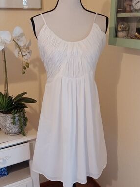 Chelsea28 White Gathered Bodice Spaghetti-Strap Sundress. Balletcore